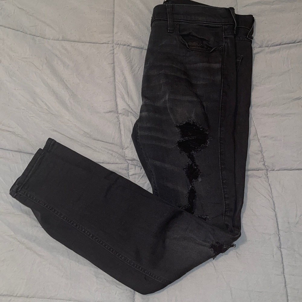 Black Hollister Skinny Rip Jeans 34/32